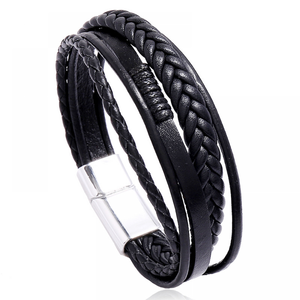 Wholesale Bulk Trendy Multilayer Magnetic Clasp PU <strong>Leather</strong> Bracelet <strong>Wristband</strong> Pulsera De Cuero Bracelets <strong>Bangles</strong> Fashion Jewelry - Product Image 2