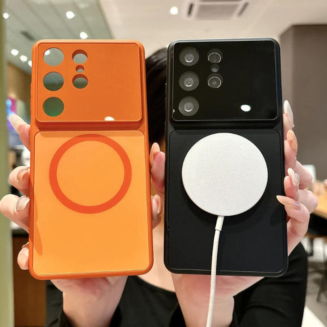 Larger Window Camera Lens Film Protector Magnetic Matte Case for Samsung Galaxy S26 S25 FE S24 S23 Ultra Wireless Charge Cover