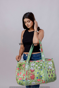 Bolso de lona de algodón estilo bohemio hecho a mano para mujer, cómodo mango de tela, cadenas con cremallera, decoración, bolso de viaje de moda - Product Image 4