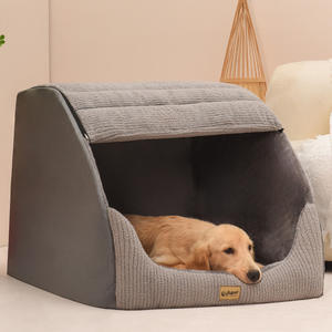 Casa para mascotas mediana grande para todas las estaciones, estilo Villa semicerrada, característica lavable extraíble, sólida para invierno dorado para perros y gatos - Product Image 2