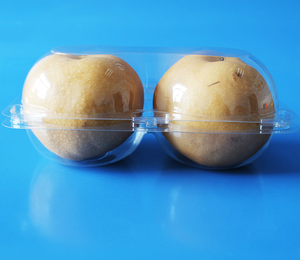 disposable 2pcs PET clear fruit container clamshell transparent pears apples packaging fresh fruit box