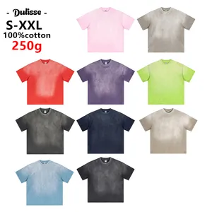 250 Grams Wholesale Custom Unisex Wash Vintage T Shirts Men's Acid Wash T-shirt Women Distressed Tees Vintage Wash Tshirts