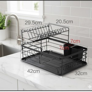 Kitchen Drain Basket L Size <b>Square</b> Modern Design With Tray Dishwasher Safe - Product Image 4