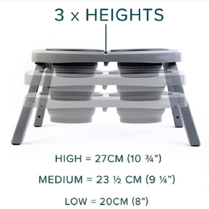 Mangkuk makanan tinggi meja makan dapat disesuaikan bingkai plastik 3 ketinggian <span class=keywords><strong>2</strong></span> silikon lipat mangkuk anjing naik - Product Image 2