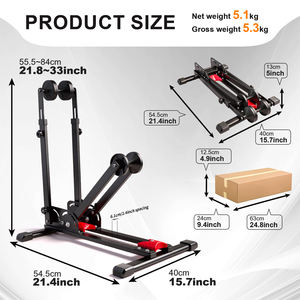 Support de vélo vertical réglable pour vélos de 20 à 29 pouces, support de stationnement pliable en acier pour vélos, gain de place, support de rangement intérieur - Product Image 2