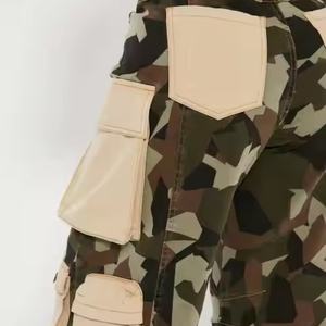 Nouveau design, jean vintage pour femme de haute qualité, imprimé camouflage personnalisé, 100% coton, délavé à l'acide, multi-poches, patchs, jean baggy - Product Image 4