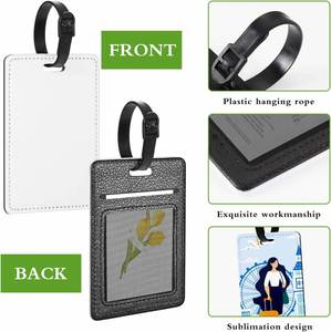 Porte-cartes d'identité personnalisé en sublimation, étiquettes de bagages vierges en similicuir PU avec sangle - Product Image 3