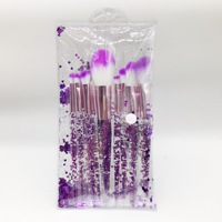 Ensemble de pinceaux de maquillage pour le visage de luxe avec manche en plastique, poils synthétiques, pochette, paillettes de sable mouvant pour les yeux, 10 pièces, haute qualité
