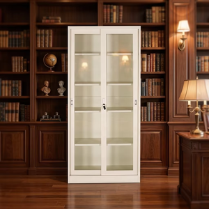 Estantería <span class=keywords><strong>de</strong></span> Lujo <span class=keywords><strong>para</strong></span> Libros con Puerta <span class=keywords><strong>de</strong></span> Vidrio - Librería Moderna <span class=keywords><strong>de</strong></span> <span class=keywords><strong>Metal</strong></span> <span class=keywords><strong>para</strong></span> <span class=keywords><strong>Oficina</strong></span> en Casa o Estudio - Product Image 1