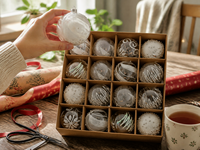 Juego de Cajas de Almacenamiento de Madera Navideñas con 16 Compartimentos, Organizador de Escritorio con Impresión UV, Soporte de Regalo Vintage para Encimera