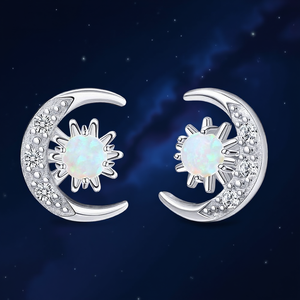 Orecchini a lobo placcati in argento con pietra opale, gioielli romantici da donna, regalo per lei - Product Image 2