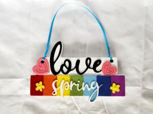 4 Plaques rectangulaires suspendues-Bienvenue/Paix/Amour/Espoir avec papillons, fleurs et paillettes, décoration murale (extérieur/intérieur) - Product Image 2