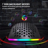 Mouse Gaming Nirkabel T66 Desain Sarang Lebah Berongga dengan Lampu RGB, Dapat Diisi Ulang, 6 Desain Pola Lampu untuk Komputer Gaming
