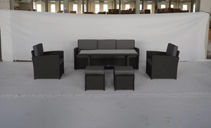 Ensemble <span class=keywords><strong>de</strong></span> canapés d'extérieur modernes 7 places en rotin PE pour <span class=keywords><strong>jardin</strong></span>, salle à manger et hôtels/villas – Mobilier en osier plastique abordable - Product Image 2