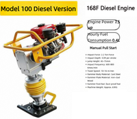 Compacteur vibrant diesel Modèle 100 168F pour terrassement et compactage de sols