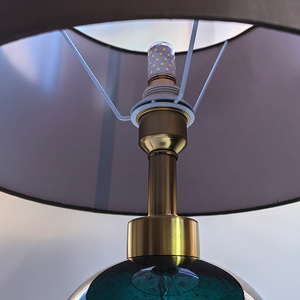 Lampade da Tavolo in Vetro Soffiato a Mano con Texture a Bolle Turchesi e Paralume in Tessuto per Soggiorno e Camera da Letto, Luci Decorative Ambientali - Product Image 4