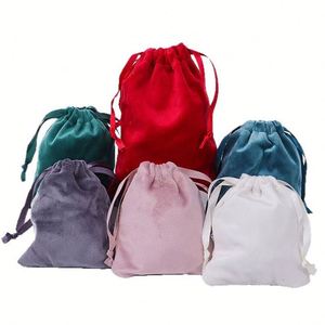 Sac à cordon en velours doux 17x23cm, grande pochette luxueuse mate pour boîte cadeau élégante, cadeaux promotionnels - Product Image 1