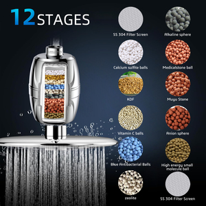 Filtre de <span class=keywords><strong>Douche</strong></span> à Cartouche Chromée 12 Étapes pour Éliminer le Chlore, Tête de <span class=keywords><strong>Douche</strong></span> Filtrante pour Eau Dure de Salle de Bain - Product Image 6