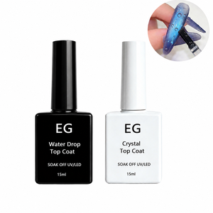 Gel UV/LED transparent bio personnalisé sans résidu, <span class=keywords><strong>effet</strong></span> goutte d'eau 3D, vernis de finition brillant pour nail art, en bouteille, pour manucure - Product Image 2