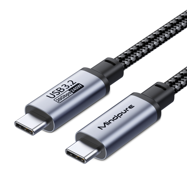 Mindpure 240W USB-C to USB-C 3.2 Full Function Cable PD 3.1 5A 20Gbps 4K/60Hz with E-Marker Chip for MacBook iPhone Monitor