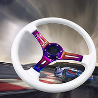 Volant de course Chevrolet en cuir de luxe 350 mm à 3 branches pour modification automobile, compatible modèles universels - Vente flash