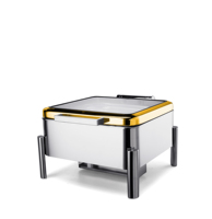 Matériel de restauration : Réchaud de buffet rectangulaire en acier inoxydable argenté et doré, 9,0 L, pour traiteur et buffet
