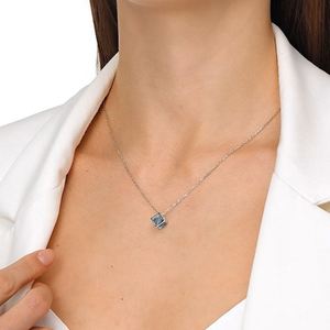 Venta al por mayor de fábrica: Conjunto de joyas de plata de ley 925 con circonitas para hermanas y mejores amigas, que incluye collar y pendientes geométricos para fiesta. - Product Image 3