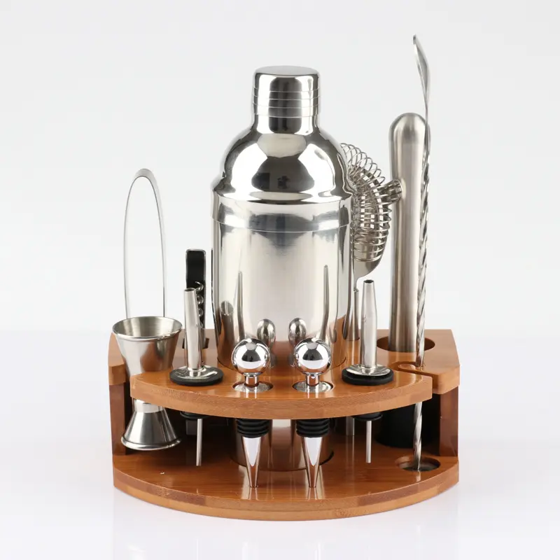 12 Stuks Houten Rek Cocktail Shaker Set Barman Bar Gereedschap Professionele