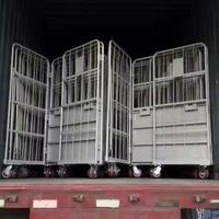 Carro de jaula antivuelco plegable de almacén industrial, carga máxima de 500kg, construcción metálica, estructura cerrada de cuatro ruedas, soporte OEM