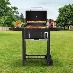 Troli panggangan BBQ Aluminium portabel, panggangan memasak luar ruangan untuk piknik teras halaman belakang berkemah