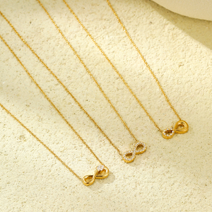 Gioielli di moda impermeabile PVD oro placcato 18K in acciaio inox zircone amore <span class=keywords><strong>cuore</strong></span> Infinity lettera 8 ciondolo <span class=keywords><strong>collana</strong></span> per le donne - Product Image 1