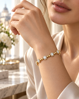 Bracelet tennis CZ Halo en zircon cubique, maillons plaqués or et argent, bijoux pour femmes, vente en gros, boîtes cadeaux personnalisées, bijoux de mariage