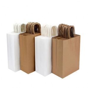 Bolsas de Papel Kraft Compostables Blancas Personalizables con Asas para Alimentos, Copas de Vino, Embalaje, Laminación, Impresión y Manipulación - Product Image 5