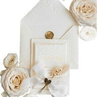 Invitations de mariage personnalisées de style européen avec dorure à chaud, gaufrage et débossage, papier premium, enveloppes avec sceau de cire