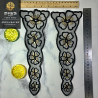 LEIXUSI Luxe 3 pièces Applique de col brodée, Patch de col en maille noire bicolore en fil de dacron pour la couture de robes féminines