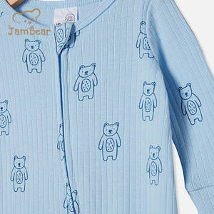 Jambear Baby Zip Romper Winter Newborn Ribbed Sleepsuit Baby Zipper Toddler Footed Organic Cotton Infants Zip Onesie - Product Image 4