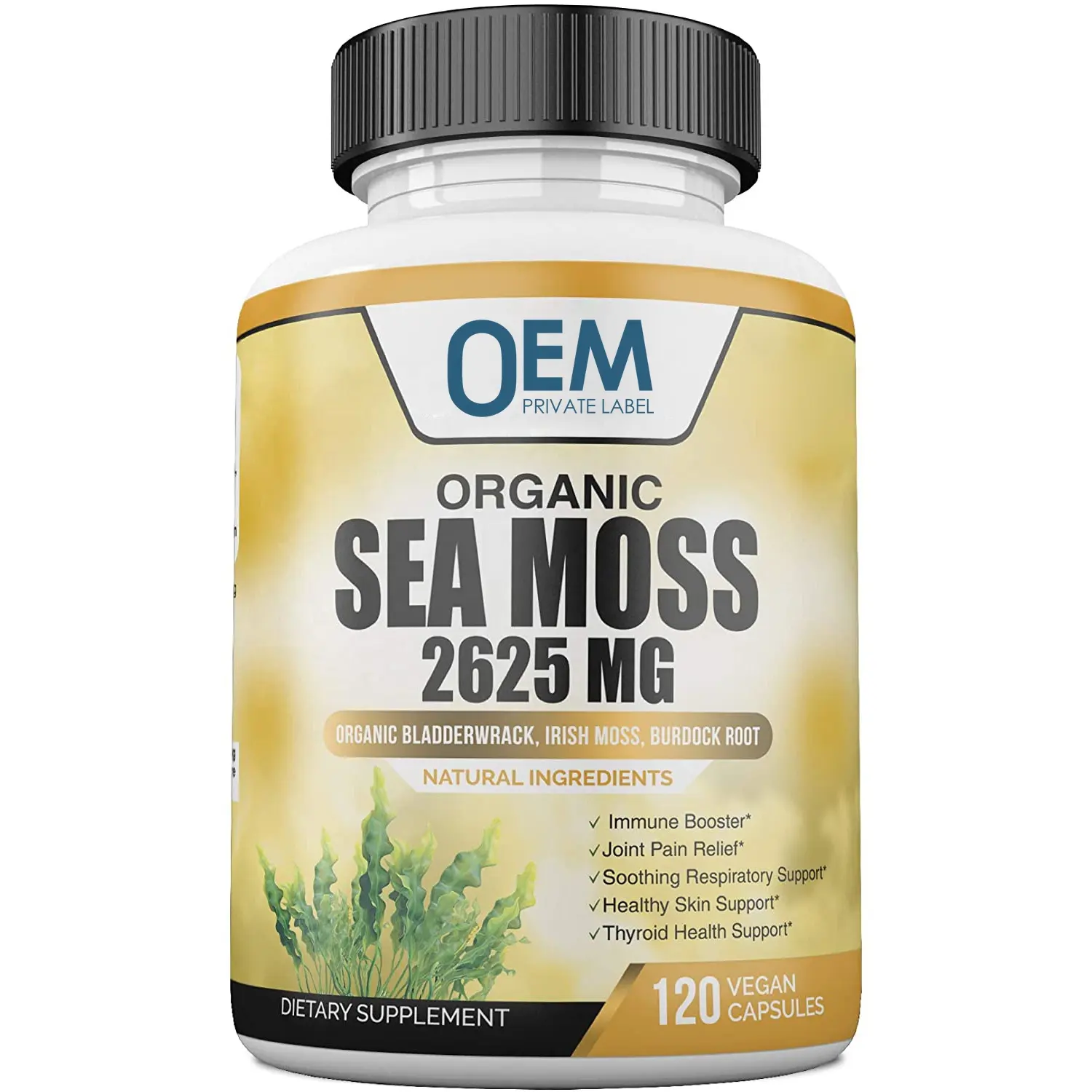 OEM Sea Moss Pills Certified Organic Irish Seamoss Capsules Bladderwrack for Gut Health irish seamoss mixed capsule
