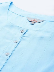 Femmes coton bleu Rayé Kurta - Product Image 3