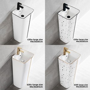 Lavabo a colonna in stile nordico creativo, lavabo integrato in ceramica da appoggio, adatto per balconi e bagni - Product Image 3