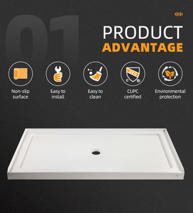 Bak Mandi Hotel Modern Persegi Panjang Akrilik Fiberglass Putih Ukuran Khusus, Siap Pasang Ubin, Drainase Linear, Garansi 2 Tahun untuk Kamar Mandi - Product Image 5