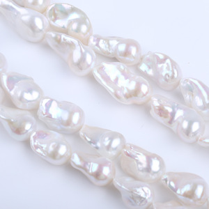 ไข่มุกน้ำจืดทรงบาร็อคสีม่วงธรรมชาติ ขนาด 14-16 มม. รูปทรงวงรี แบบเม็ดหลวม สำหรับทำเครื่องประดับ DIY สีขาว - Product Image 2