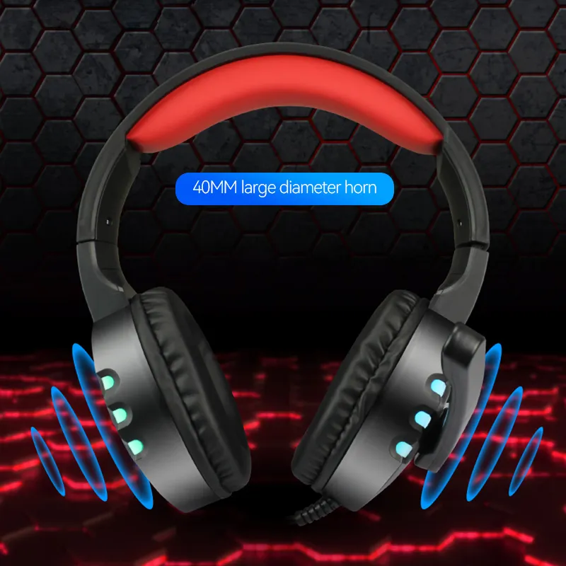 Fones de ouvido oem com fio rgb, fones de ouvido hd para jogos com microfone para ps4 e celular