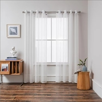 Vente en gros Voile de fenêtre transparent prêt à l'emploi Ensemble de rideaux en tulle pour rideau de porte de chambre à coucher de salon en blanc
