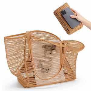 Sac à bandoulière en maille tendance pour femme, sac de rangement pour vêtements de natation, sac de plage pliable en maille pour l'été - Product Image 2