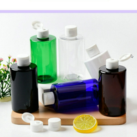 Bouteille en plastique transparente de 250 ml à épaule plate avec bouchon à clapet, flacon de lotion à épaule plate courte, flacon de shampoing doseur