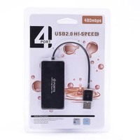 Usine directe 4 ports ABS mince USB 2.0 Hub 4-en-1 Station d'accueil Logo OEM Adaptateur USB C FCC CE ROHS Certifié PC Données HUB Stock