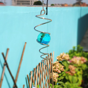 Customization <b>Solar</b> Powered Handmade Waterproof Metal Wind Spinner Spiral Twister Gazing <b>Ball</b> Garden Yard Decoration - Product Image 6