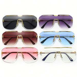 Gafas de Sol Personalizadas con Logotipo, Moda 2025, Montura Grande Sin Aro de Aleación Vintage, Lentes Cuadradas con Degradado UV400 para Mujer - Product Image 4