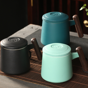 <span class=keywords><strong>Tazza</strong></span> da tè Zen in ceramica fatta a mano, creativa, grande capacità, per ufficio, con filtro <span class=keywords><strong>e</strong></span> coperchio in legno - Product Image 1