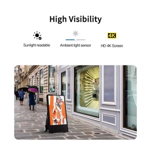 43 inch siêu mỏng 1800nits di chuyển <span class=keywords><strong>LCD</strong></span> màn hình quảng cáo kiosk xách tay kỹ thuật số Áp phích pin Powered hiển thị biển báo - Product Image 4